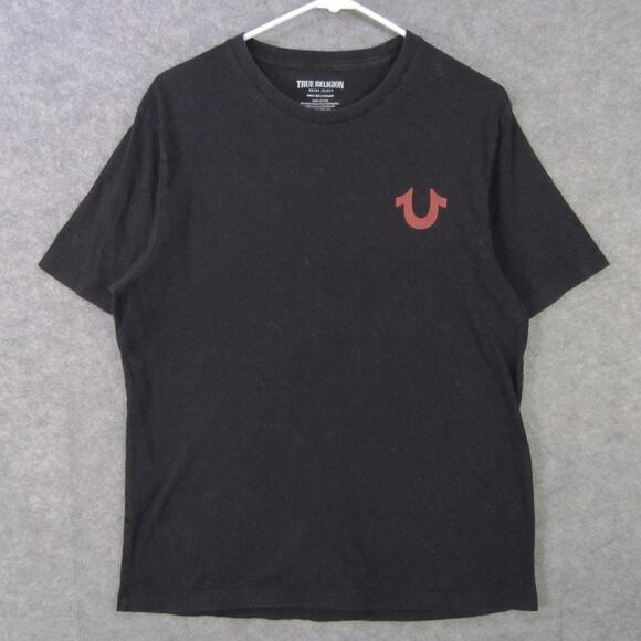 True Religion Shirt Mens Extra Large Black Buddha Graphic Logo Tee Est 2002 - Picture 1 of 8